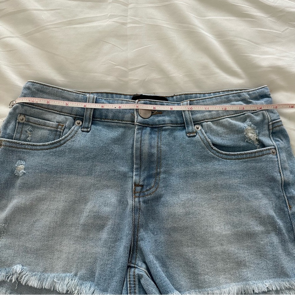 Blue Jean Shorts Distressed Frayed Hem - Picture 6 of 8